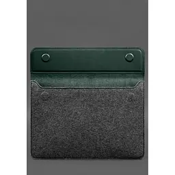 Чохол-конверт BlankNote Crazy Horse для MacBook 15 із клапаном шкіра+фетр Зелений - мініатюра 3