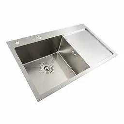 Кухонна мийка нержавійка 78x48 L Platinum Handmade (два отвори, круглий сифон 3,0/0,8), Нержавіюча сталь - мініатюра 4