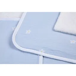 Рушник з капюшоном та рукавичкою Childhome 80x80 см flower blue (CCBCMBF) - мініатюра 4