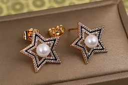 Сережки гвоздики Xuping Jewelry зірка з перлиною 2 см золотисті