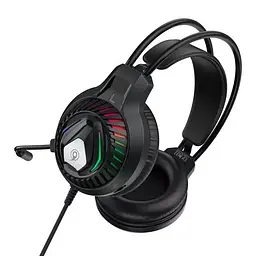 Дротові ігрові навушники Celebrat GM-3 Gaming LED з мікрофоном (Чорні) - мініатюра 2
