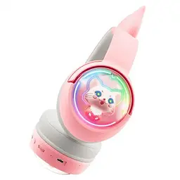 Дитячі ігрові бездротові Bluetooth навушники Onikuma B5 з RGB підсвічуванням і вбудованим мікрофоном Рожевий - мініатюра 2