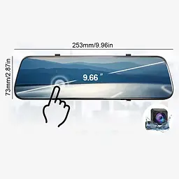 Дзеркало з відеореєстратором L1056 2 камери 10'' touch AHD - мініатюра 5