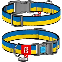 Нашийник для собак Waudog Nylon нейлоновий з QR паспортом малюнок Colors of freedom Розмір XL