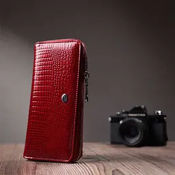 Жіночий гаманець лакований на блискавці з натуральної шкіри ST Leather 22677 червоний - мініатюра 8
