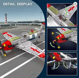 Конструктор літак Mould King винищувач Другої світової війни P-51D Mustang Fighter авіація 396 деталей - мініатюра 4