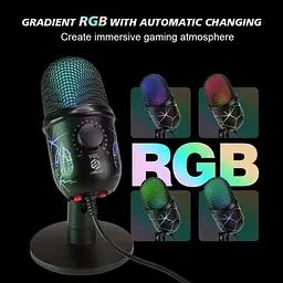 Професійний ігровий мікрофон V5 з RGB-підсвічуванням, шумозаглушенням, Mute та моніторингом у навушниках - мініатюра 8
