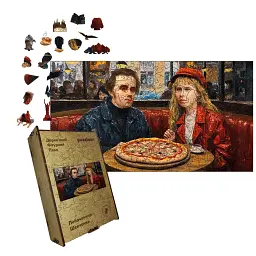 Дерев'яний фігурний пазл Побачення Шевченка і Лесі, А4, Дерев'яна коробка 100 елементів