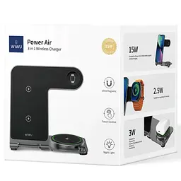 БЗП WIWU Wi-W005 3 in 1 wireless charger Black - мініатюра 5
