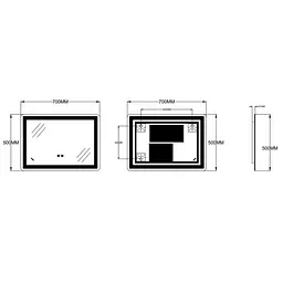 Дзеркало Zerix Sansa MR01-70x50-Reverse з LED Touch, Anti-fog, димером, регулятором яскравості ZX6050 - мініатюра 2