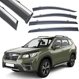 Дефлектори вікон вітровики Benke для Subaru Forester 2018- Хром Молдинг Нержавіюча сталь 3D (BSRFS1823-W/S)