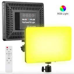 Прямокутна LED лампа для блогера 23х16см з пультом регулювання яскравості та температури світіння PM-26 RGB - мініатюра 2