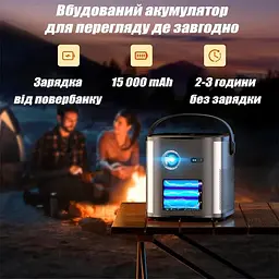 Проектор BYINTEK U80 Max портативний DLP акумулятор 15000 mAh WiFi Android 11 FullHD 1080 4K - мініатюра 2