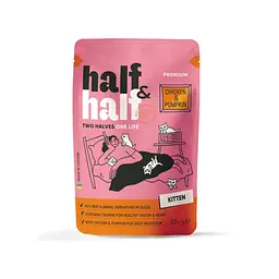 Вологий корм для кішок Half&Half для кошенят з куркою та гарбузом в соусі 85 г (4820261921946) - мініатюра 1