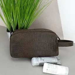 Косметичка чоловіча шкіряна HandyCover HC0029 коричнева з ручкою