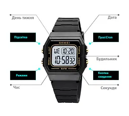 Наручний годинник чоловічий Skmei 1683 Black White, 1683BKWT (18455) - мініатюра 10