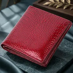 Компактний гаманець для жінок з натуральної шкіри лакованої ST Leather 22687 червоний - мініатюра 3