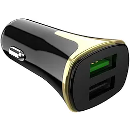Автомобільний зарядний пристрій Hoco Z31 2 USB QC 3.0 Black/Gold + USB Cable Type-C 3.4A - мініатюра 3