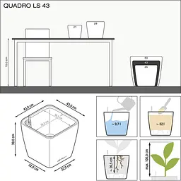 Вазон Lechuza Quadro Premium LS 43 чорний (16189) - мініатюра 5