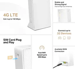 Маршрутизатор MB112-4G N300, 4G/LTE, 1xFE LAN, 1xFE WAN Mercusys teh0017316 - мініатюра 6