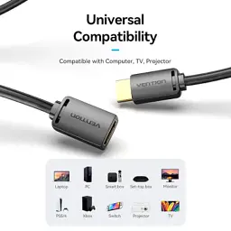 Кабель мультимедійний HDMI M to HDMI F 5.0m V2.0 4K60Hz Vention (AHCBJ) - мініатюра 8