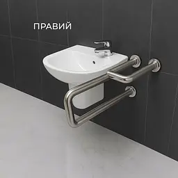 Поручень для людей з інвалідністю (МГН) настінний INVO для раковини бічний із нержавіючої сталі - мініатюра 3