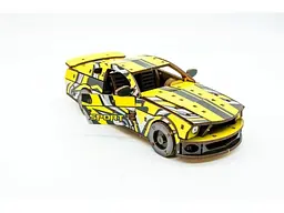 Дерев'яний 3D конструктор Muscle car GT, Puzzleоk (Puz-00638), 162 дет. (жовта) - мініатюра 6