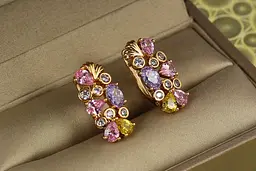Сережки Xuping Jewelry Ріо із різнокольоровими каменями 2 см золотисті - мініатюра 2