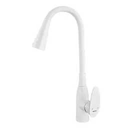 Змішувач для кухні Plamix Cezar-011-B Set White Refl.White з силіконовим виливом, з підведенням PM0718, Білий