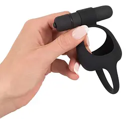 Віброкільце Black Velvets Cock Ball Ring 7 см чорний - мініатюра 4