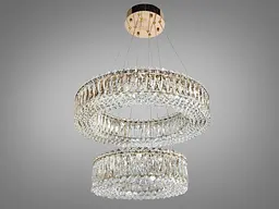 Кришталева підвісна LED люстра Diasha 8693-600+400GD з кришталевими кільцями в золоті - мініатюра 3