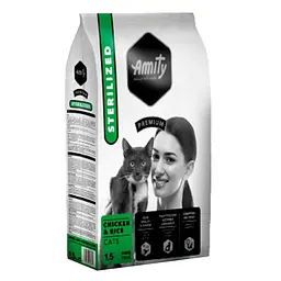 Корм для котів AMITY Sterilized 1.5 кг для стерилізованих, з м'ясом птиці