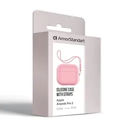 Силіконовий чохол для навушників Apple AirPods Pro 2 2022, Silicone Case with straps, рожевий, захисний чохол з ремінцем, ультратонкий і легкий, повний захист, з підвіскою, м"який силікон, ArmorStandart (ARM68616) - мініатюра 3