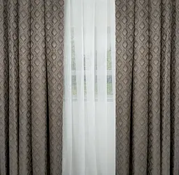 Комплект штор з малюнком "Ромб" сіро-коричневий 100х250
