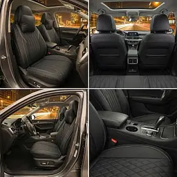 Авточохли накидки для сидінь 5D KIWI Алькантара Екошкіра Закрита Спинка Комплект Чорні - мініатюра 2