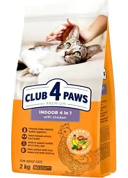 Повнораціонний сухий корм для дорослих кішок Club 4 Paws Преміум для кішок, що мешкають у приміщенні "4 в 1" 2 кг