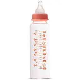 Скляна пляшечка для годування Baboo Sea Life Антиколікова, 240 мл, 3+ міс., помаранчева (3-118) - мініатюра 3