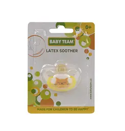 Пустушка латексна Baby Team, ортодонтична, 0+ міс., жовтий (3200_кот) - мініатюра 3