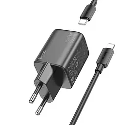 МЗП Hoco N41 Almighty PD20W+QC3.0 (1USB-A/1C) + кабель Type-C to Lightning Black - мініатюра 3