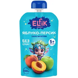 Пюре Elfik Magic из яблок и персиков без добавления сахара 100 г