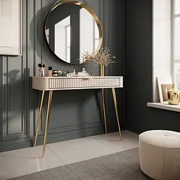 Стіл туалетний Perfect Home Ланте / Lante 1S/100 з 1 шухлядою і золотими ніжками Беж (PFH-091169) - мініатюра 6