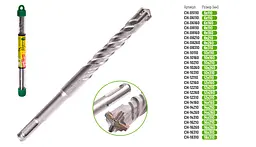 Бур по бетону Alloid Building Tools SDS-plus S4 Quadro 14x310 мм (CH-14310) - мініатюра 3