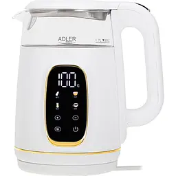 Електрочайник Adler AD 1305 white gold 1850-2200 Вт 1.7 л скло встановлення температури