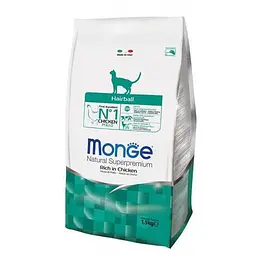Сухий корм Monge Cat Hairball з куркою для кішок виведення шерсті зі шлунка 400 гр