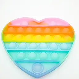 Сенсорна іграшка антистрес силіконова нескінченна пухирця поп іт UKC Pop It Fidget серце веселка світиться - мініатюра 4