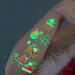 Набір тимчасових тату Різдво №2 kids-tatto-set10-2-christmass, що світяться, 12 х 7 см - мініатюра 3