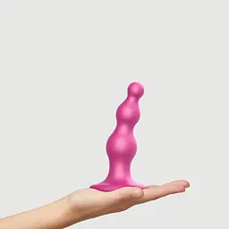 Насадка для страпона Strap-On-Me Dildo Plug Beads Framboise Metallic S - миниатюра 2