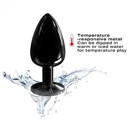 Металева анальна пробка з прикрасою у вигляді кристала Dorcel - Diamond Plug, чорна L - мініатюра 4