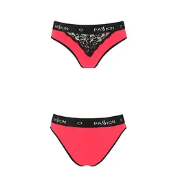 Трусики з широкою гумкою і мереживом Passion PS001 PANTIES S, red-black - мініатюра 4
