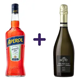 Упаковка набору: Аперитив Aperol Aperitivo 11% 1 л + Вино ігристе Moinet Prosecco Spumante DOC біле брют 0.75 л